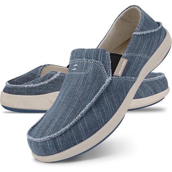 〽️Closed Toe Loafers Sneakers Men\'s Navy Canvas Slip On Orthopedic Lightweight main image 9